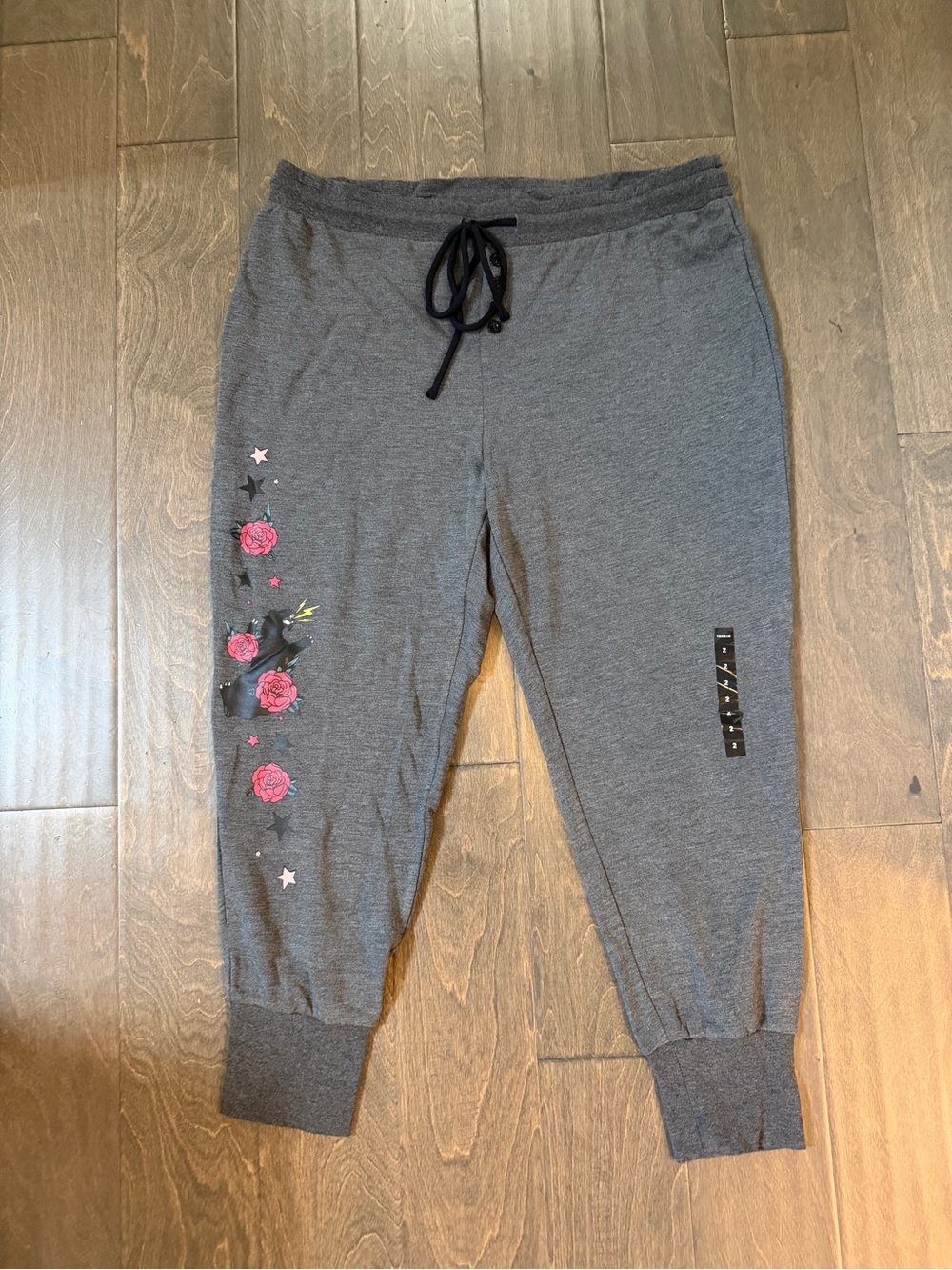 torrid Gray Joggers with Pink Rose Accent